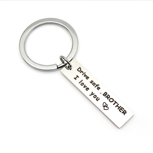 10 PCS C1010 Drive Safe Stainless Steel Tag Keychain 10x40mm(Brother) - Key Rings by PMC Jewellery | Online Shopping South Africa | PMC Jewellery | Buy Now Pay Later Mobicred