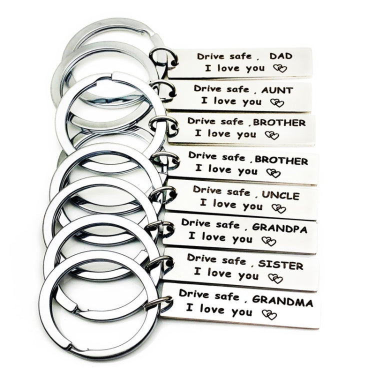 10 PCS C1010 Drive Safe Stainless Steel Tag Keychain 10x40mm(Aunt) - Key Rings by PMC TechLife | Online Shopping South Africa | PMC TechLife | Buy Now Pay Later Mobicred