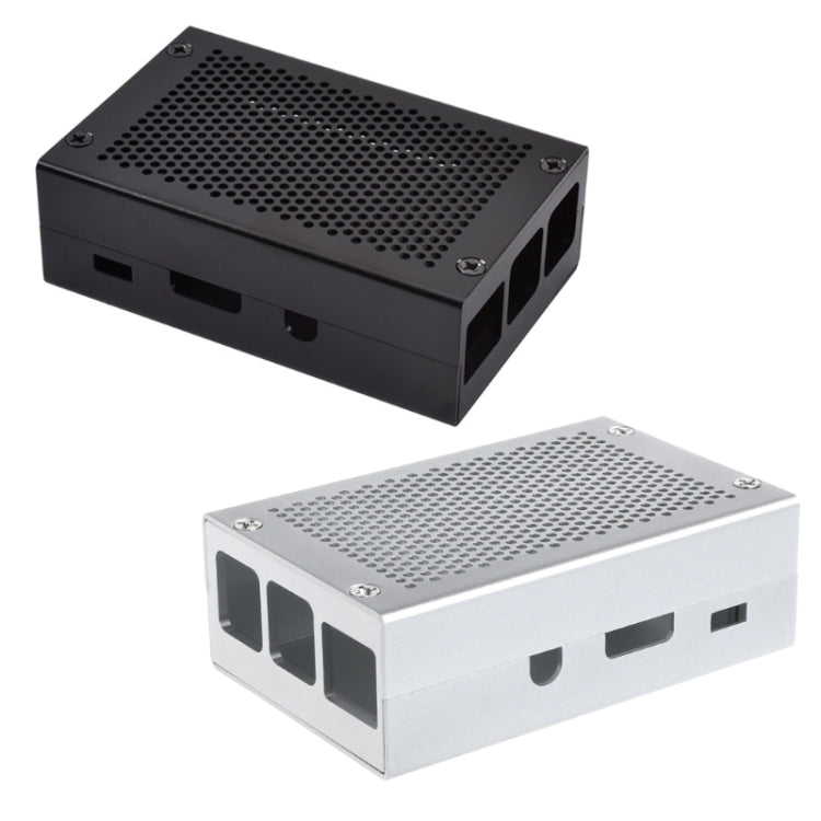 Aluminum Alloy Shell Grid Cooling Box For Raspberry Pi 3 Model B Pi 2/B + Black with Fan - Raspberry Pi Accessories by PMC TechLife | Online Shopping South Africa | PMC TechLife | Buy Now Pay Later Mobicred