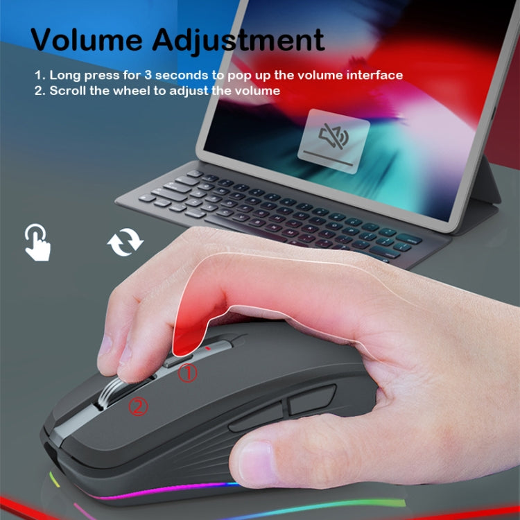Fmouse M303 2400DPI Bluetooth&2.4G Dual Modes Rechargeable RGB Mouse(White) - free shipping - PMC Jewellery - Order now!