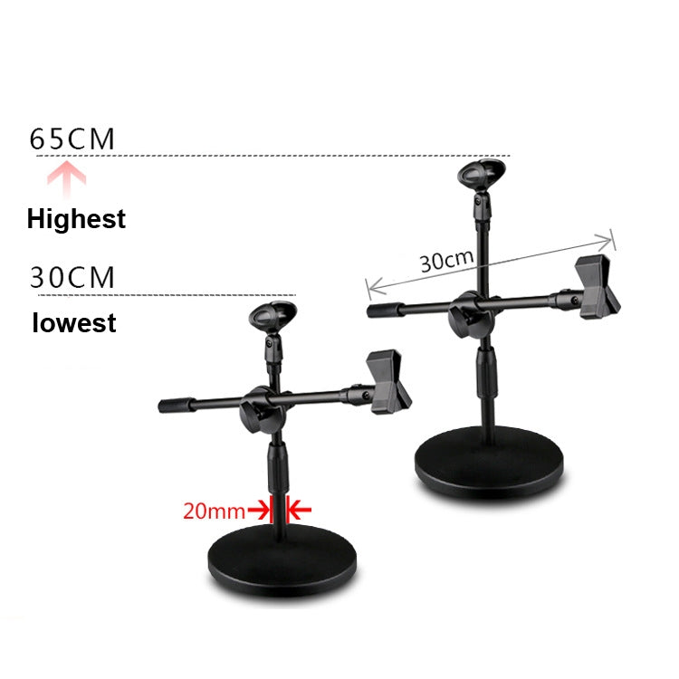 LKT-300 30-65cm Full Metal Disc Base Dual Microphone Stand,Size: 160mm Base - Stand by PMC TechLife | Online Shopping South Africa | PMC TechLife | Buy Now Pay Later Mobicred