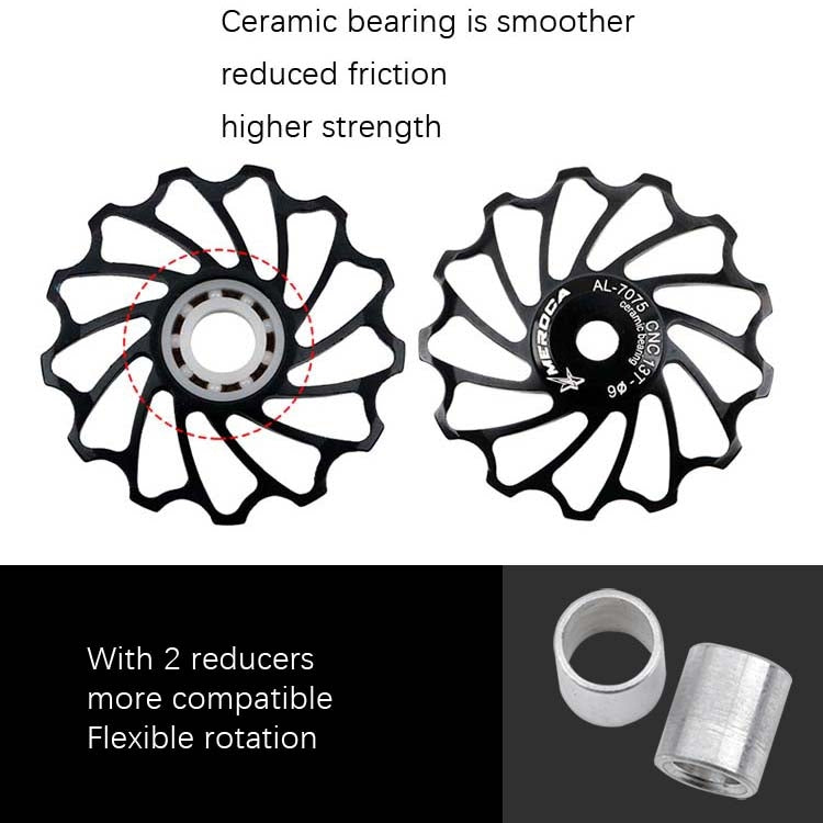MEROCA Ceramic Bearing Mountain Bike Guide Wheel(13T Black) - free shipping - PMc TechLife - Order now!