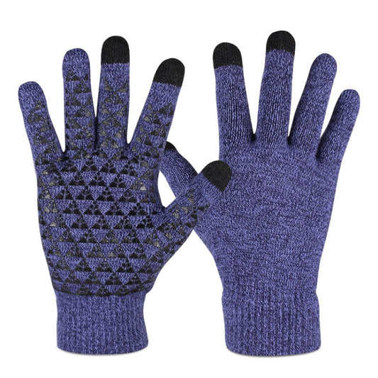 1 Pair Thick Velvet Touch Screen Knitted Warm Gloves, Size: Free Size(Blue) - Full Finger Gloves by PMC Jewellery | Online Shopping South Africa | PMC Jewellery | Buy Now Pay Later Mobicred