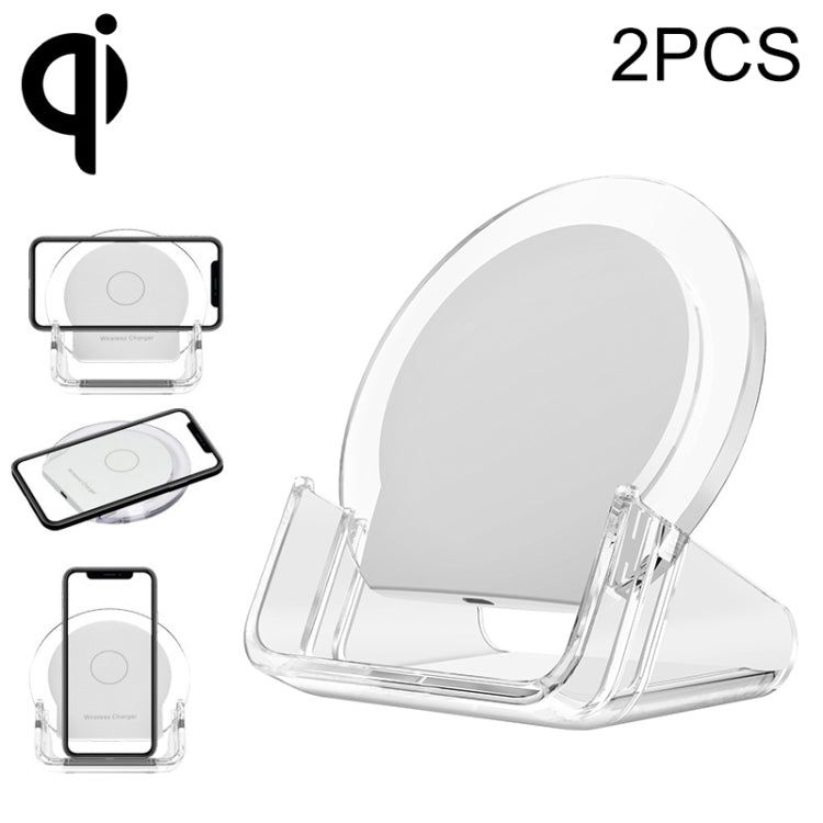 2pcs A9199 10W 3 in 1 Vertical LED Crystal Wireless Charger(White) - Wireless Charger by PMC Jewellery | Online Shopping South Africa | PMC Jewellery | Buy Now Pay Later Mobicred