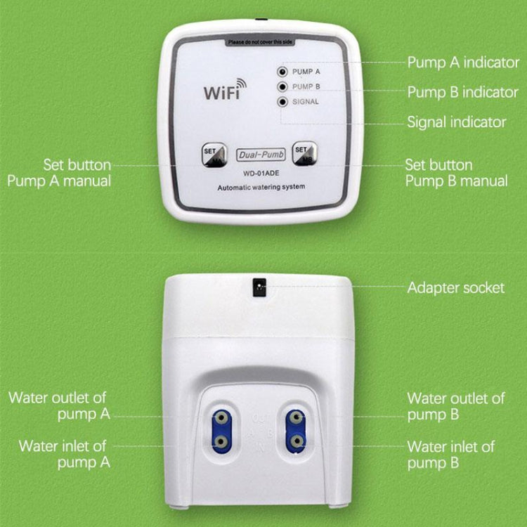 WD-01ADE WIFI Gardening Drip Irrigation Controller, Specification: Double Pump 20 Pots(AU Plug) - Watering & Irrigation by PMc TechLife | Online Shopping South Africa | PMc TechLife | Buy Now Pay Later Mobicred