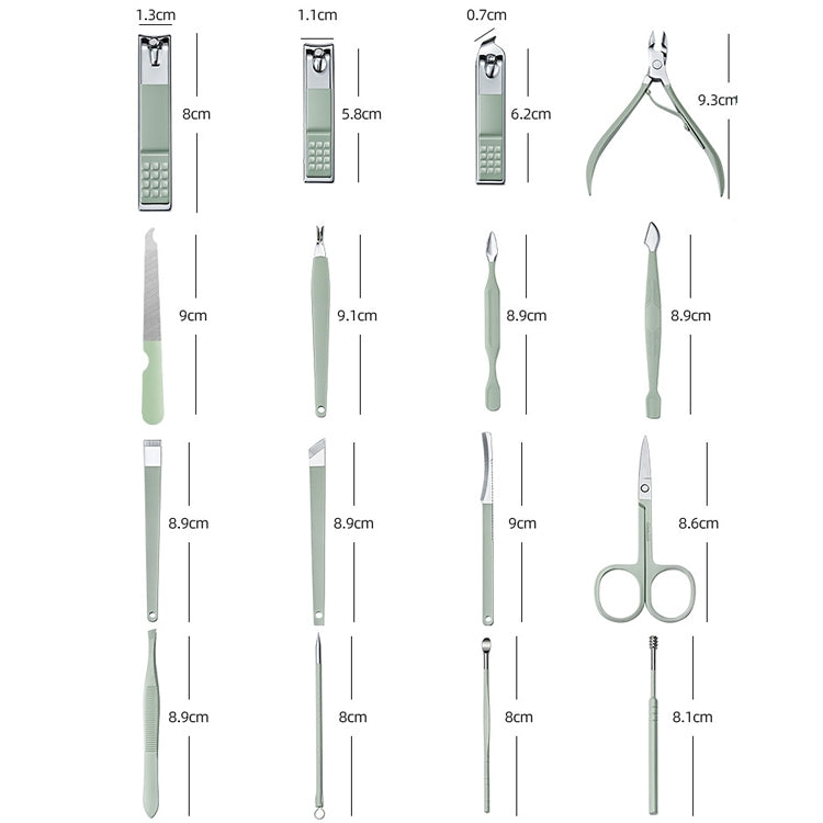 16 in 1 Green  Convenience Tools Cutting Nails - Nail Clipper by PMC Jewellery | Online Shopping South Africa | PMC Jewellery | Buy Now Pay Later Mobicred