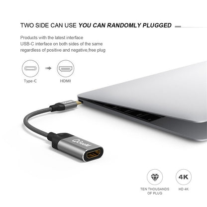 QGeeM QG-UA01 USB TYPE-C To HDMI Adapter(Silver Gray) - USB HUB by QGeeM | Online Shopping South Africa | PMC Jewellery | Buy Now Pay Later Mobicred