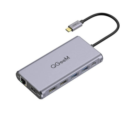 QGeeM 12 In 1 Triple Display 4K Type-C Extension HUB Adapter Support HDMI(QG-UH12-H) - USB HUB by QGeeM | Online Shopping South Africa | PMC Jewellery | Buy Now Pay Later Mobicred