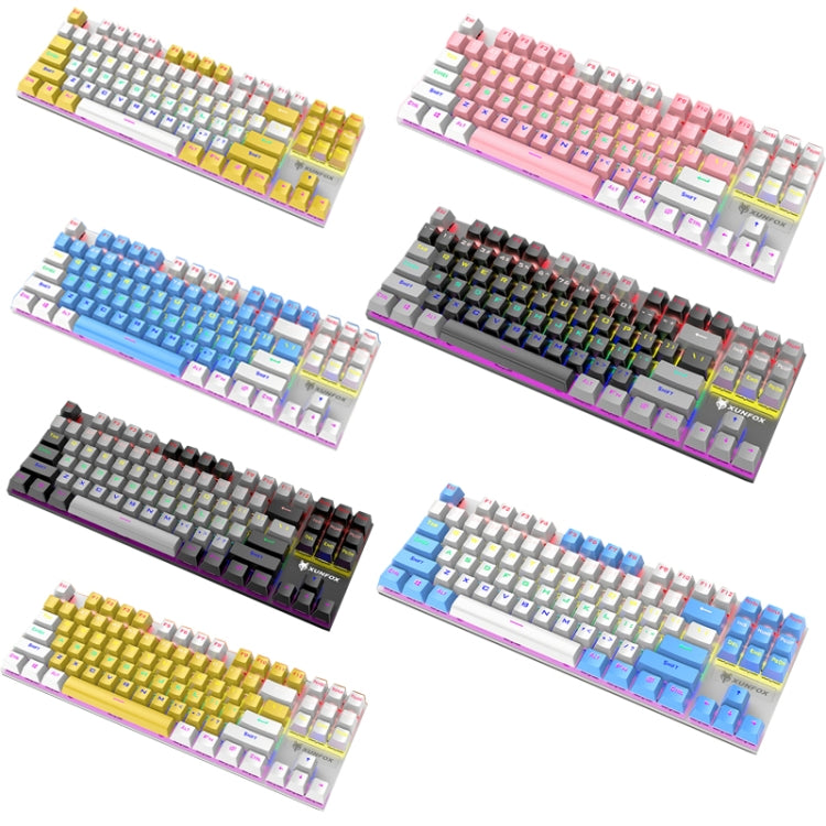 XUNFOX K80 87 Keys Wired Gaming Mechanical Illuminated Keyboard, Cable Length:1.5m(Gray Black) - free shipping - PMC Jewellery - Order now!