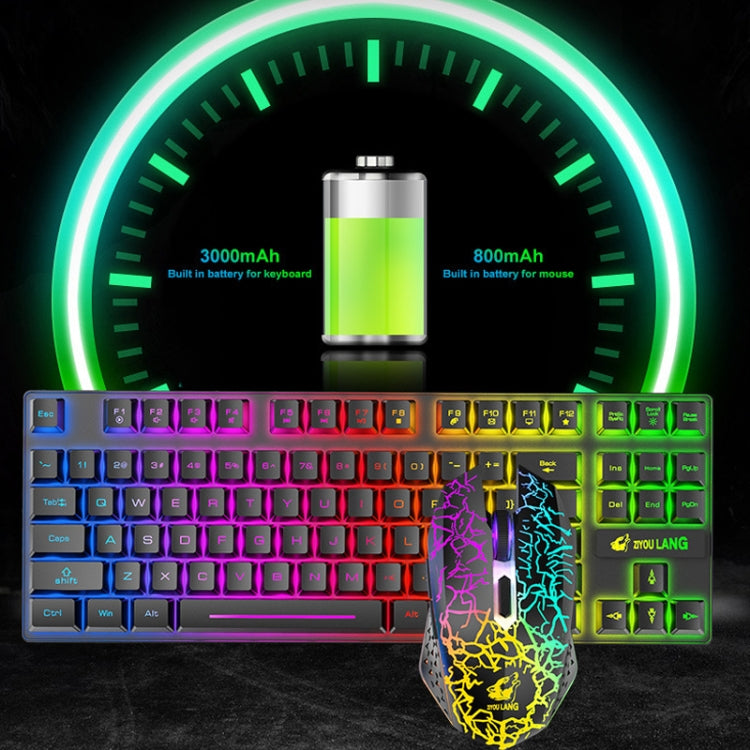 ZIYOU LANG T87 Gaming Luminous Wireless Keyboard and Mouse Set(Black) - Wireless Keyboard by ZIYOU LANG | Online Shopping South Africa | PMC Jewellery | Buy Now Pay Later Mobicred