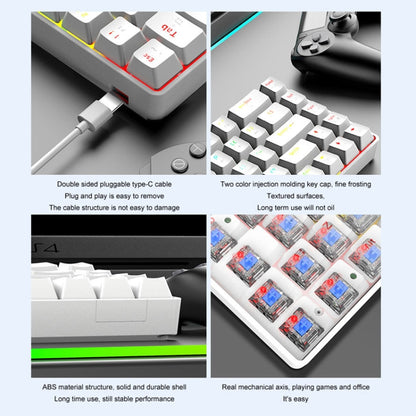 ZIYOU LANG T60 62-Key RGB Luminous Mechanical Wired Keyboard, Cable Length:1.5m(White Green Shaft) - Wired Keyboard by ZIYOU LANG | Online Shopping South Africa | PMC Jewellery | Buy Now Pay Later Mobicred