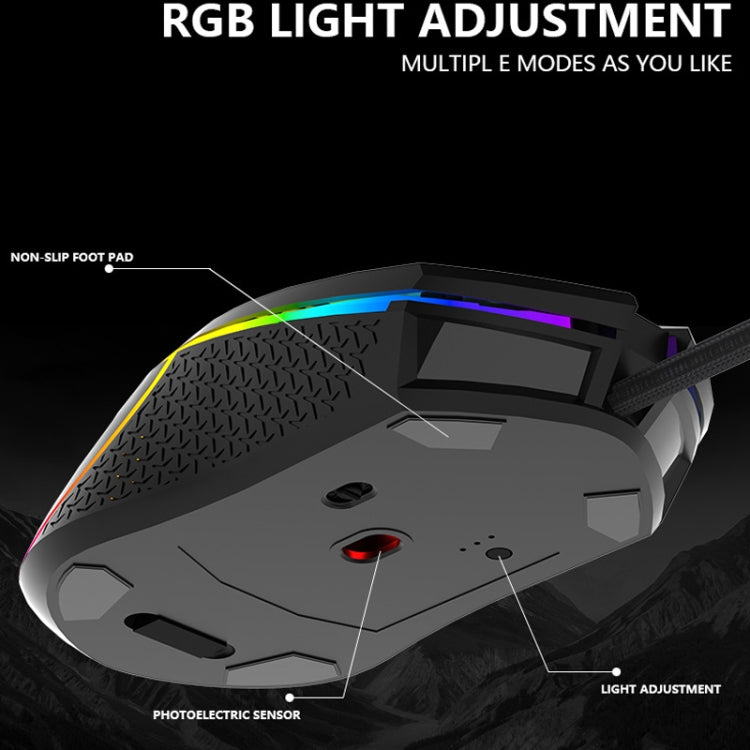 LEAVEN S50 6Keys Macro Definition Programmable RGB Lighted Gaming Wired Mouse, Cable Length: 1.5m(Black) - Wired Mice by LEAVEN | Online Shopping South Africa | PMC Jewellery | Buy Now Pay Later Mobicred