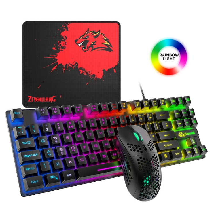 ZIYOU LANG T2 88 Keys Gaming Mechanical Luminous Keyboard and Mouse Set, Cable Length: 1.6m(Black) - Wired Keyboard by ZIYOU LANG | Online Shopping South Africa | PMC Jewellery | Buy Now Pay Later Mobicred