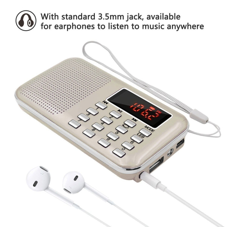 L-218AM  MP3 Radio Speaker Player Support TF Card USB with LED Flashlight Function(White) - Radio Player by PMC Jewellery | Online Shopping South Africa | PMC Jewellery | Buy Now Pay Later Mobicred