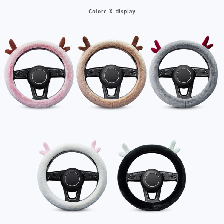 Antler Thick Plush Steering Wheel Cover, Style: O Type (Pink) - Steering Wheel Accessories by PMC TechLife | Online Shopping South Africa | PMC TechLife | Buy Now Pay Later Mobicred