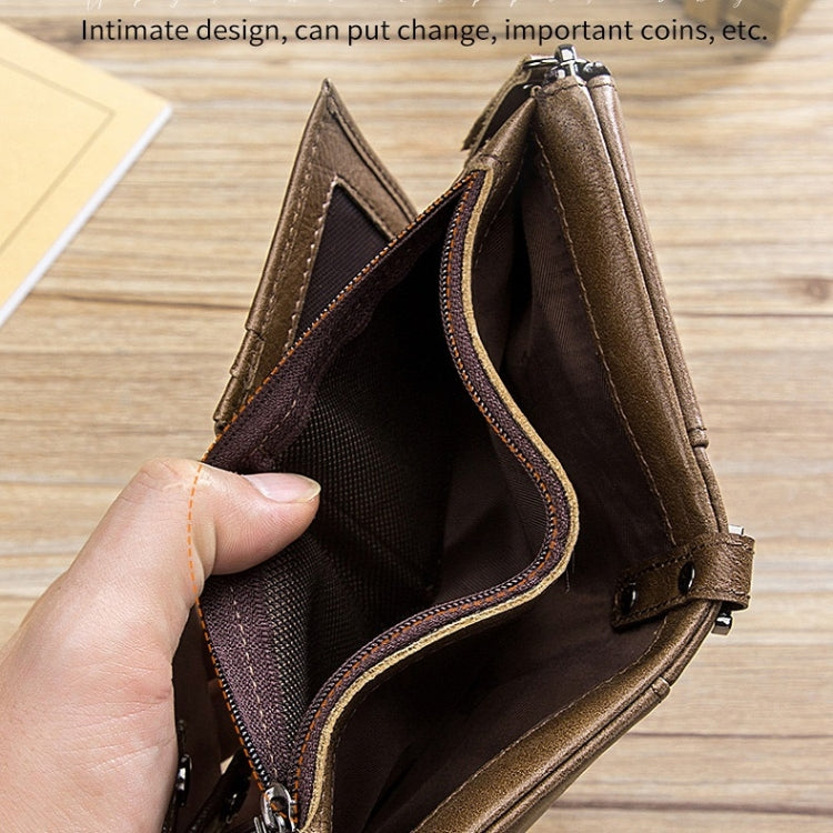 BULL CAPTAIN  Leather Three-fold Zipper Wallet For Men(Brown) - free shipping - PMc TechLife - Order now!