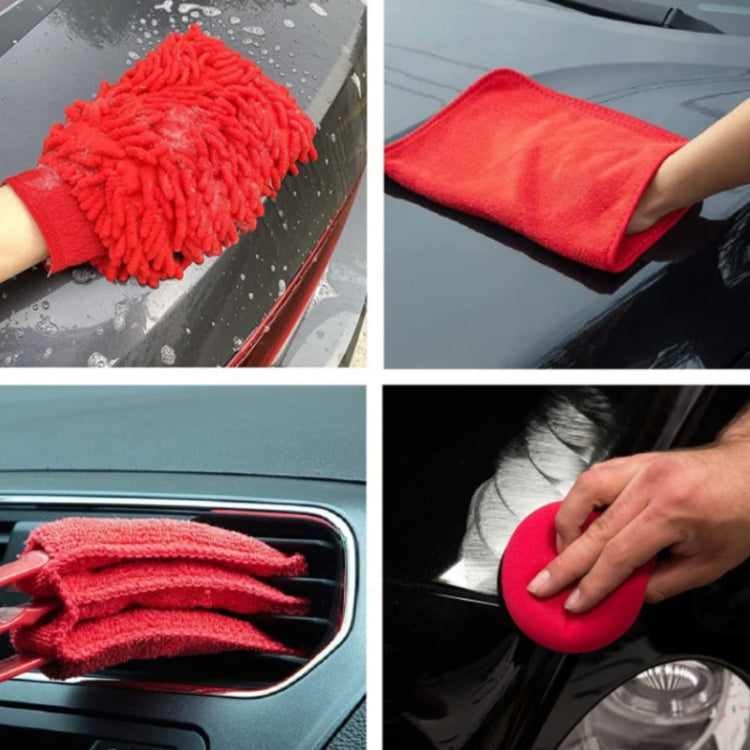 16 PCS / Set Car Washing Tool Brush Drill Cleaning Brush Tire Cleaning Floor Brush(Red) - Car washing supplies by PMC Jewellery | Online Shopping South Africa | PMC Jewellery | Buy Now Pay Later Mobicred