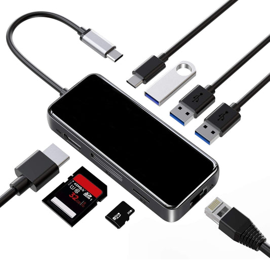 Type-C Extension Dock HDMI Hub Mirror Laptop 8 In 1 Converter(Black) - USB HUB by PMC Jewellery | Online Shopping South Africa | PMC Jewellery | Buy Now Pay Later Mobicred