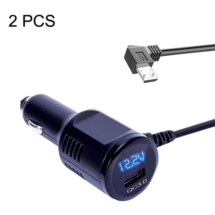 2PCS JY-032 USB Plug Digital Display Fast Charge Car Charger, Style: 3.5A + QC3.0(Android Left Bend) - Cables & Connectors by PMC Jewellery | Online Shopping South Africa | PMC Jewellery | Buy Now Pay Later Mobicred