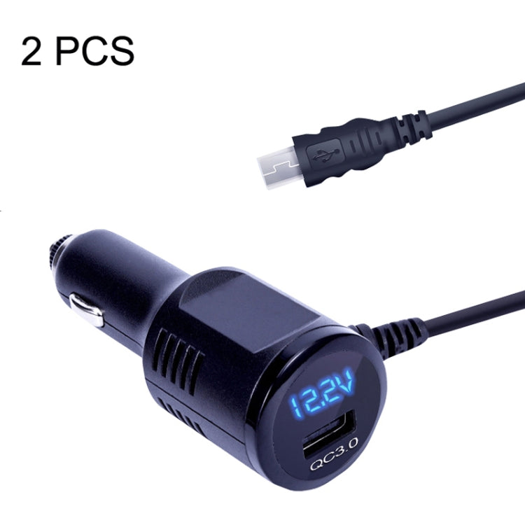 2PCS JY-032 USB Digital Display Fast Charge Car Charger, Style: 3.5A + QC3.0(Android Straight Head) - Cables & Connectors by PMC Jewellery | Online Shopping South Africa | PMC Jewellery | Buy Now Pay Later Mobicred