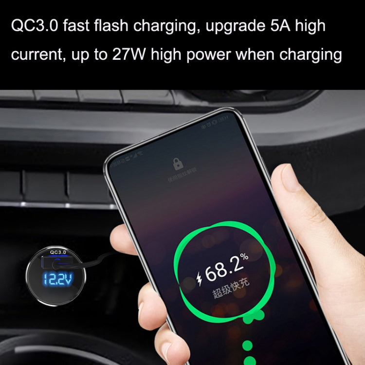 2PCS JY-032 USB Plug Digital Display Fast Charge Car Charger, Style: 3.5A + QC3.0(Android Left Bend) - Cables & Connectors by PMC Jewellery | Online Shopping South Africa | PMC Jewellery | Buy Now Pay Later Mobicred