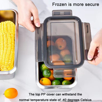 Refrigerator Refrigerated Storage Stainless Steel Airtight Crisper, Capacity: Rectangular 1000ML - Cutlery Sets by PMC Jewellery | Online Shopping South Africa | PMC Jewellery