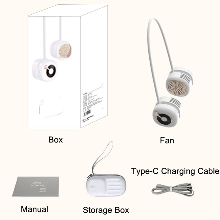 Mini USB Hanging Neck Fan Folding Leafless Turbine Fan(White) - Electric Fans by PMC Jewellery | Online Shopping South Africa | PMC Jewellery | Buy Now Pay Later Mobicred