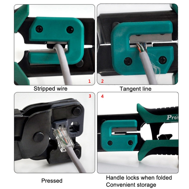 ProsKit Dual-purpose 6/8P Iron Handle Network Ratchet Crimping Plier(CP-376ER) - free shipping - PMC Jewellery - Order now!