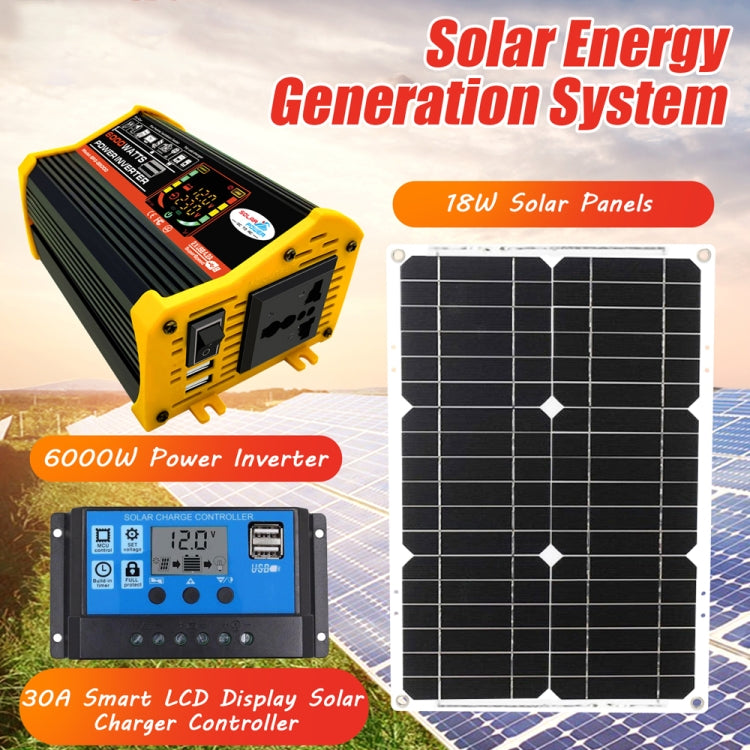 Saga 3 Generations Home Solar Generator Inverter+30A Controller+18W 12V Solar Panel, Specification: Black 12V To 110V - Modified Square Wave by PMC Jewellery | Online Shopping South Africa | PMC Jewellery | Buy Now Pay Later Mobicred