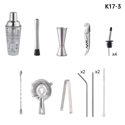 17 in 1 400ml Glass Shaker with Graduated Shaker Set(K17-3) - Bartending Tools by PMC Jewellery | Online Shopping South Africa | PMC Jewellery