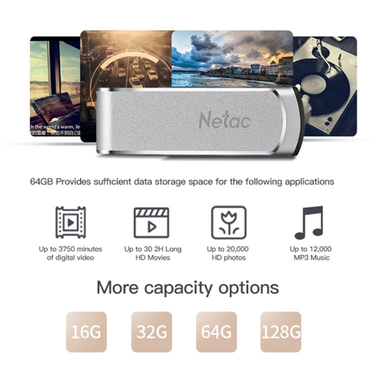 Netac U388 High Speed USB3.0 Metal Rotating Car Computer U Disk, Capacity: 32GB - USB Flash Drives by Netac | Online Shopping South Africa | PMC Jewellery | Buy Now Pay Later Mobicred