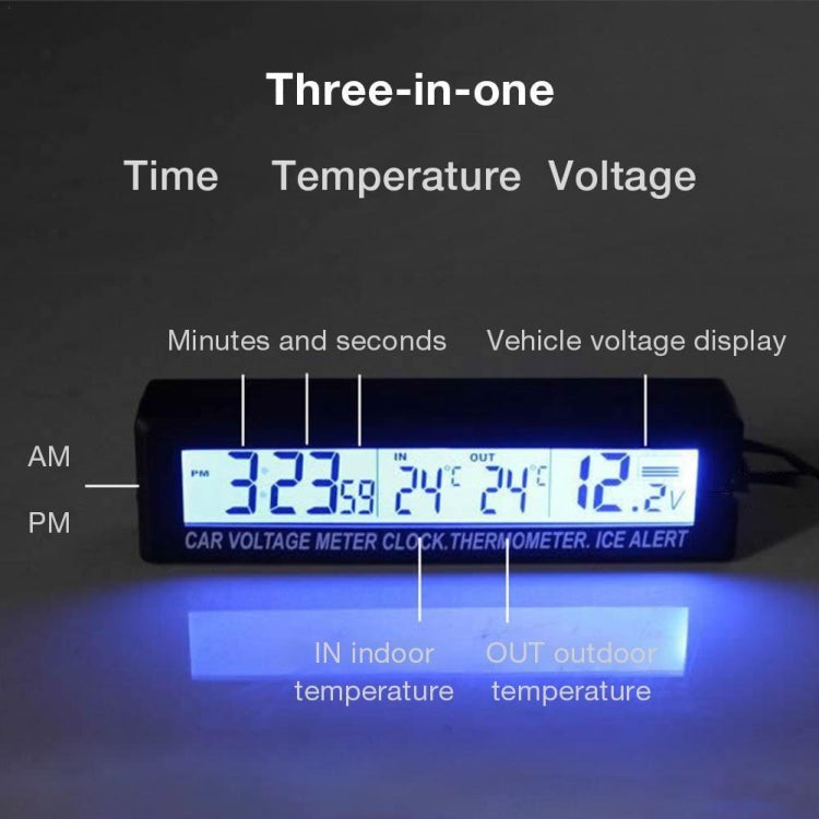 Car Inside And Outside Dual Temperature+Clock+Voltage LED Electronic Display(Orange+Blue) - free shipping - PMC TechLife - Order now!