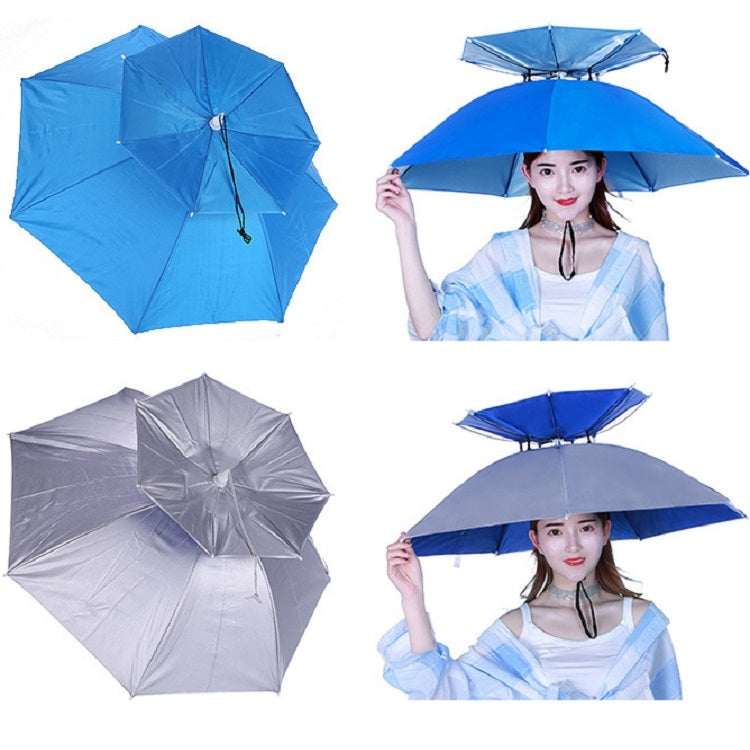 Double-layer Fishing Umbrella Hat Outdoor Sunscreen And Rainproof Folding Umbrella Hat, Color: 95 Blue (Elastic Band) - Umbrellas by PMC Jewellery | Online Shopping South Africa | PMC Jewellery