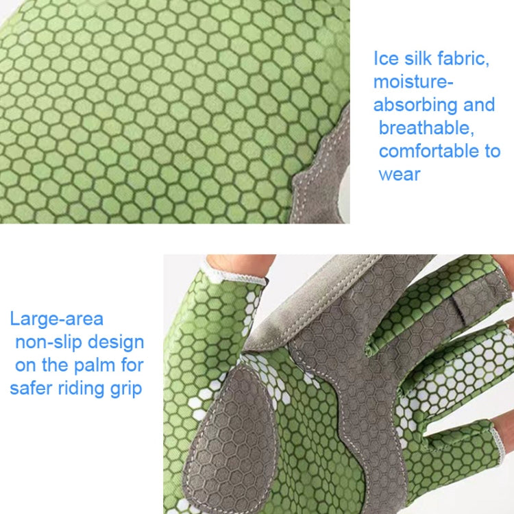 Ice Silk Half Finger Fishing Gloves Sunscreen  Riding Gloves, Size:  Free Size(Youth Green) - Safety Gloves by PMC Jewellery | Online Shopping South Africa | PMC Jewellery