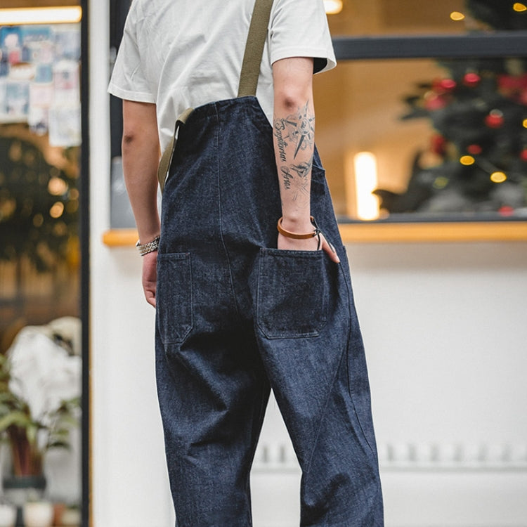 Men Vintage Deck Overalls Spring Autumn Washed Denim Straight Jeans, Size: S(Denim Blue) - Pants by PMC Jewellery | Online Shopping South Africa | PMC Jewellery