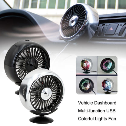 F102 Vehicle Dashboard Multi-function USB Colorful Lights Fan(Silver) - Heating & Fans by PMC Jewellery | Online Shopping South Africa | PMC Jewellery | Buy Now Pay Later Mobicred