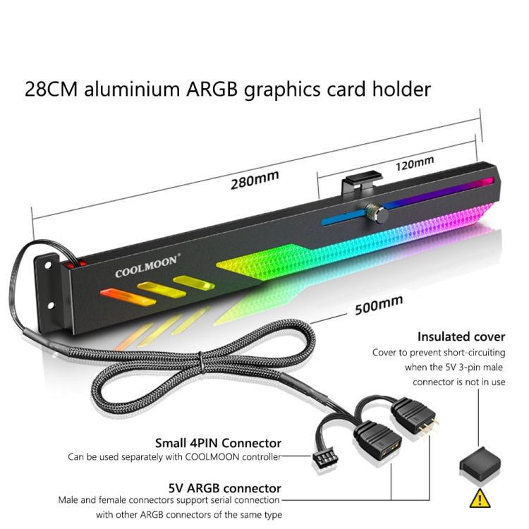 COOLMOON GT8 Graphics Card Bracket With 5V ARGB Multi-interface(White) - Caddies & Enclosures by COOLMOON | Online Shopping South Africa | PMC Jewellery