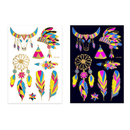 2 PCS Fluorescent Bronzing Waterproof Tattoo Stickers(JYG-003) - Sticker by PMC Jewellery | Online Shopping South Africa | PMC Jewellery