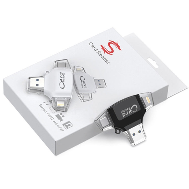 USB 2.0+8Pin +Type-C+Micro USB  4 In 1 Card Reader Supports Reading SD&TF Car(White) -  by null | Online Shopping South Africa | PMC Jewellery | Buy Now Pay Later Mobicred