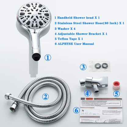 9 Functions Handheld Shower Pressurized Shower With Water Off and Pause, Style: Shower Kit - Shower Head by PMC Jewellery | Online Shopping South Africa | PMC Jewellery