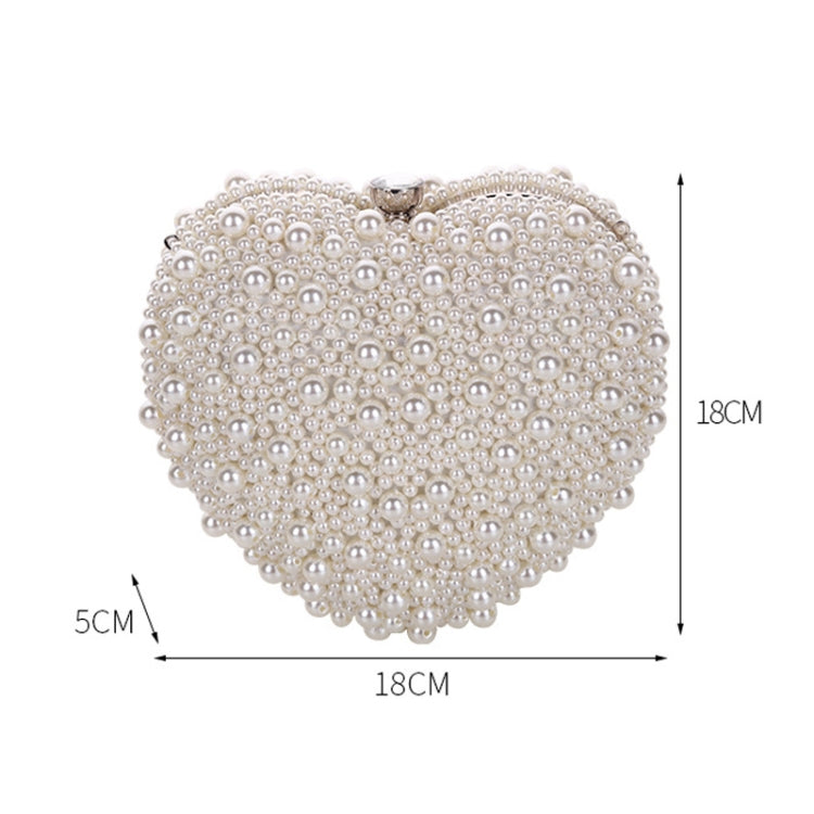 Pearl Evening Bag Ladies Heart Shaped Clutch Single Chain Crossbody Bag(White) - Single-shoulder Bags by PMC Jewellery | Online Shopping South Africa | PMC Jewellery