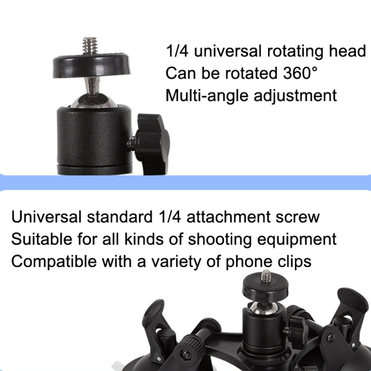 Car General Purpose Vehicle Bracket Suction Cup Fixed Glass Video Shooting Base, Shape: Suction Cup+PTZ+Phone Clip - Holder by PMC Jewellery | Online Shopping South Africa | PMC Jewellery | Buy Now Pay Later Mobicred