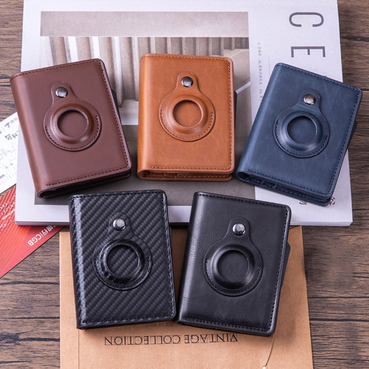 X-80 RFID Anti-theft Brushed Leather Card Holder For AirTag(Black) - Wallet Series by PMC TechLife | Online Shopping South Africa | PMC TechLife