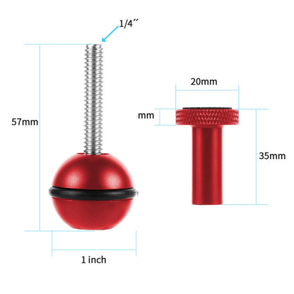 Ball Head Adapter Adjustable Screw Fixed Mount  Camera Underwater Diving Photography Lights Bracket(1/4 Inch Red) - Connection Mount by PMC Jewellery | Online Shopping South Africa | PMC Jewellery | Buy Now Pay Later Mobicred