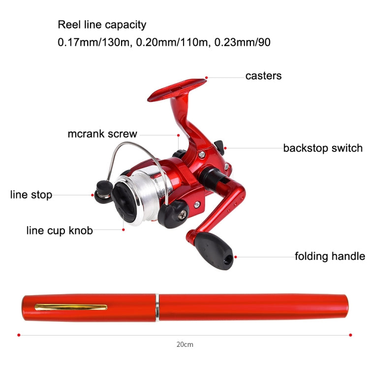 LEO Pen Type Fishing Rod & Spinning Wheel Fishing Reel Portable Pocket Fishing Gear(H8022G Gold) - Fishing Rods & Accessories by LEO | Online Shopping South Africa | PMC Jewellery