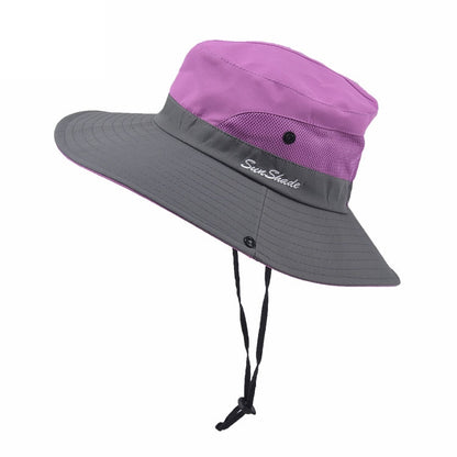 9002 Summer Women Outdoor Sun Hats Fisherman Hat With Ponytail Hole(Two-color Adult Purple) - Peaked Cap by PMC Jewellery | Online Shopping South Africa | PMC Jewellery