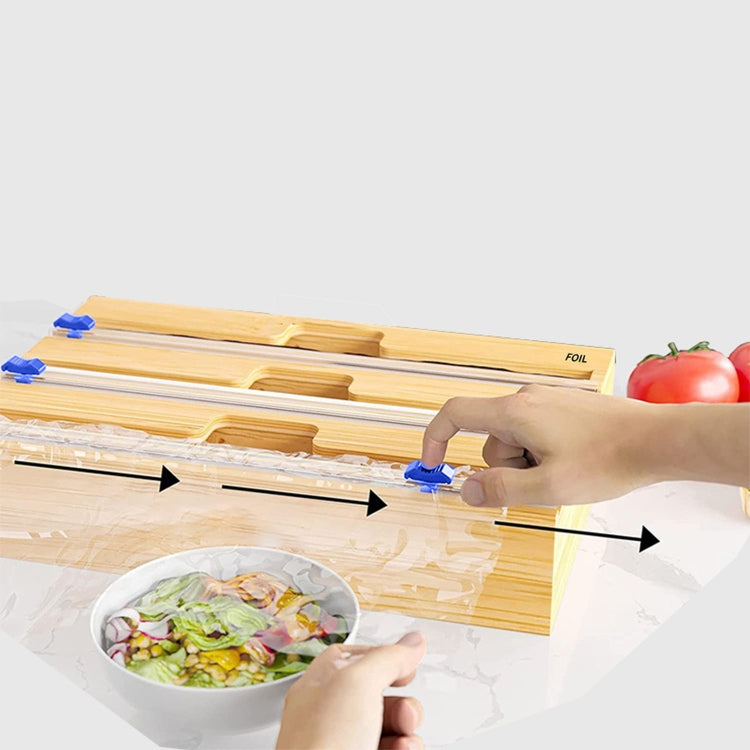 Aluminum Foil Wrap Dispenser Wood Storage Box for Kitchen Drawer,Style: Three Slots - Shelf by PMC TechLife | Online Shopping South Africa | PMC TechLife