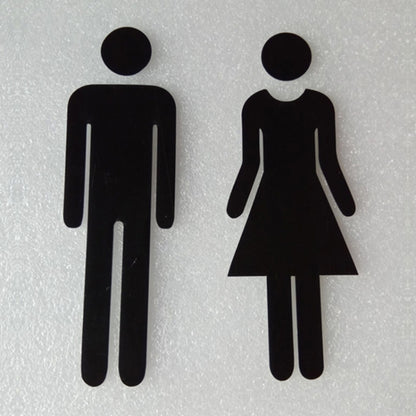 2 PCS 20cm 3D DIY Man & Woman Toilet Sticker WC Door Sign Decals Toilet Signs(Black) - Ornaments by PMC Jewellery | Online Shopping South Africa | PMC Jewellery