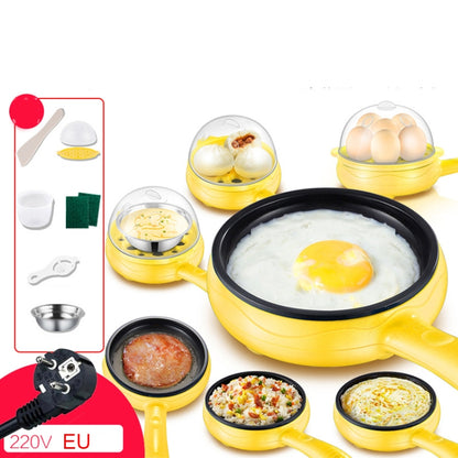 350W Electric Egg Omelette Cooker Frying Pan Steamer Cooker,EU Plug,Style: Pan+Wood Shovel Yellow - Electric Skillets by PMC Jewellery | Online Shopping South Africa | PMC Jewellery