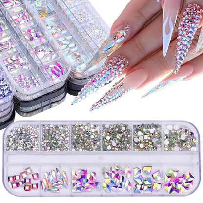 12 Grid Flat Bottom Shaped Nail Rhinestones Nail Decoration, Specification: 05 - Nail Stickers by PMC Jewellery | Online Shopping South Africa | PMC Jewellery | Buy Now Pay Later Mobicred